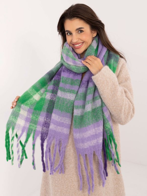 Fashionhunters Purple and green women's winter scarf