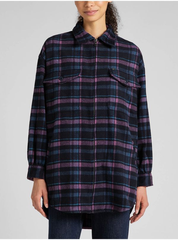 Lee Purple-blue ladies plaid shirt jacket with wool Lee - Ladies