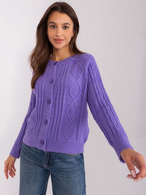 Fashionhunters Purple cardigan with a round neckline