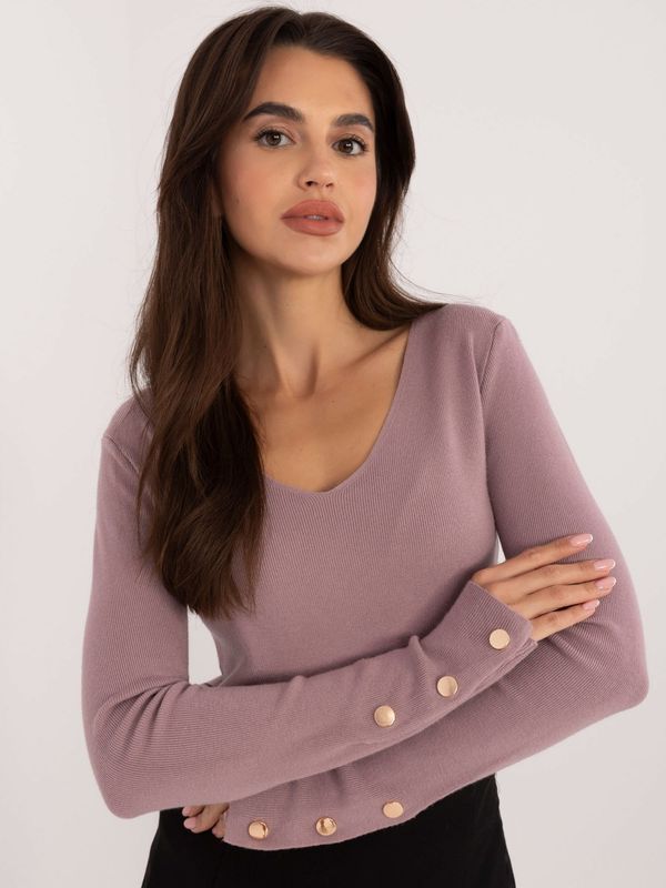 Fashionhunters Purple classic long sleeve sweater