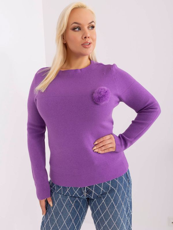 Fashionhunters Purple knitted sweater made of viscose in a larger size