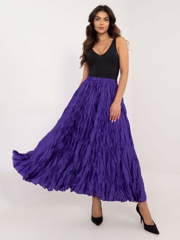 Fashionhunters Purple long skirt with a crease effect