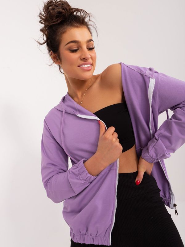 Fashionhunters Purple plain women's sweatshirt with cuffs