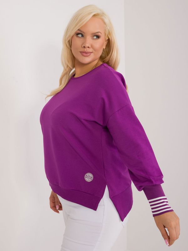 Fashionhunters Purple plus size blouse with long sleeves