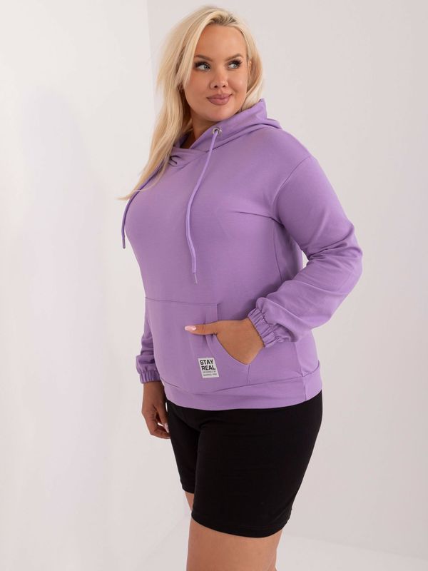 Fashionhunters Purple plus-size sweatshirt with front pocket