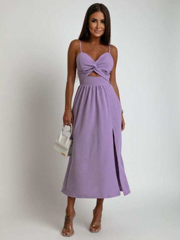 FASARDI Purple summer midi dress with straps