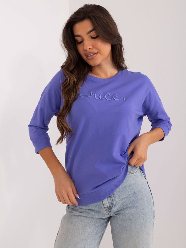 Fashionhunters Purple women's casual blouse with 3/4 sleeves