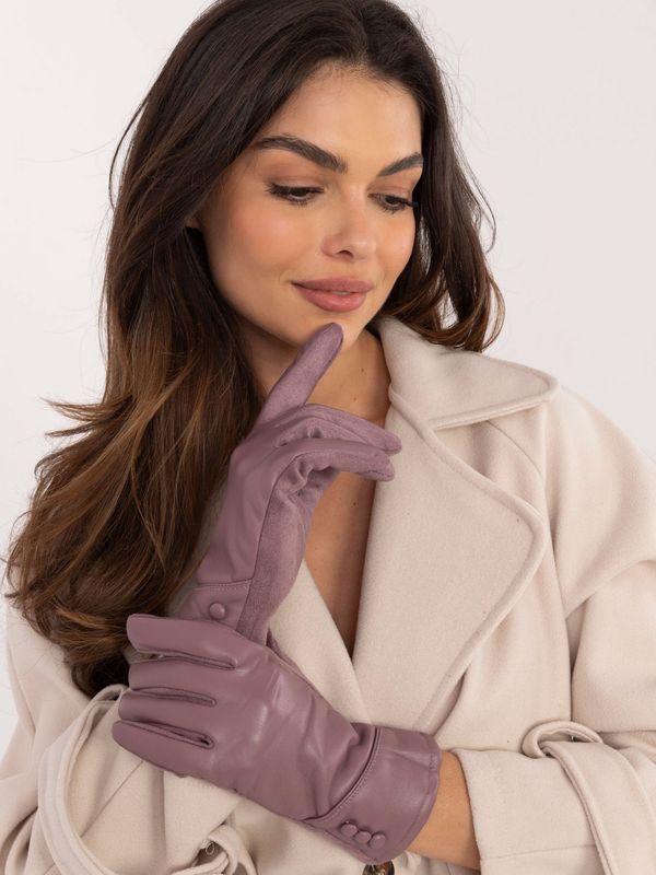 Fashionhunters Purple women's gloves with buttons