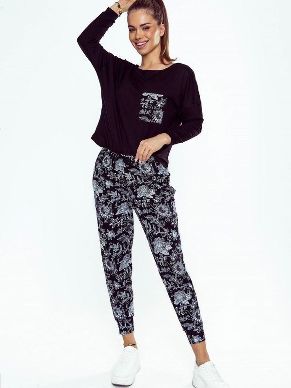 Eldar Pyjamas Eldar First Lady Sarina L/R 2XL-3XL black-flowers 1