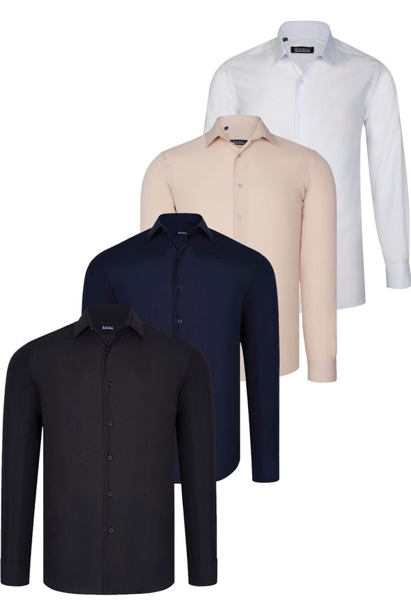 dewberry QUAD SET G726 DEWBERRY SHIRT-BLACK-WHITE-NAVY BLUE-BEIGE