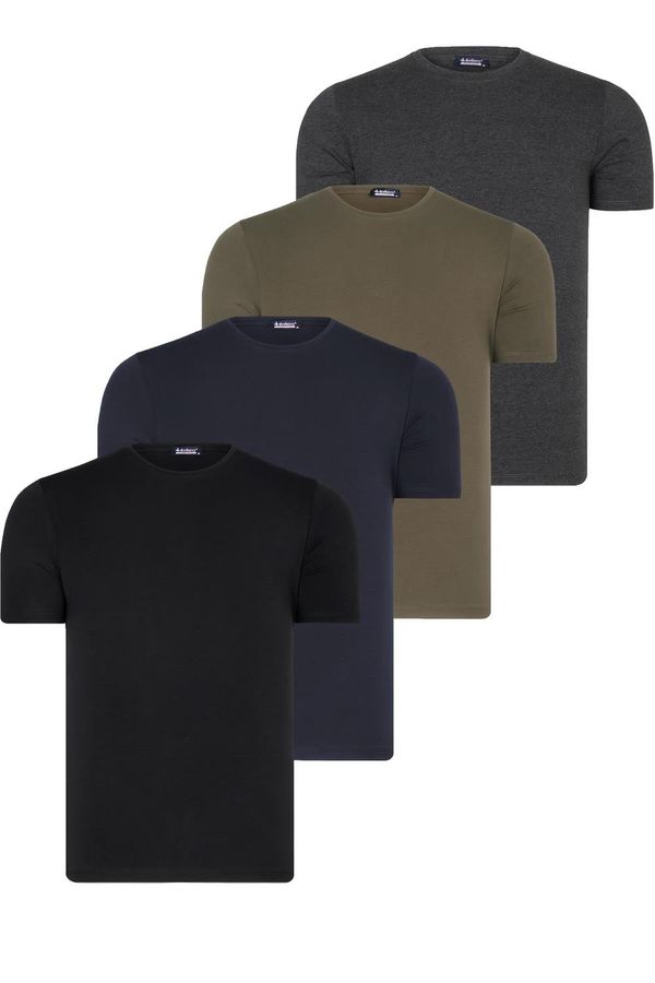 dewberry QUAD SET T8569 DEWBERRY BIKE COLLAR MEN'S T-SHIRT-BLACK-NAVY BLUE-ANTHRACITE-KHAKI