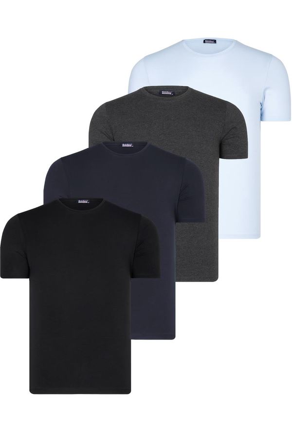 dewberry QUAD SET T8569 DEWBERRY BIKE COLLAR MENS T-SHIRT-BLACK-NAVY BLUE-BLUE-ANTHRACITE