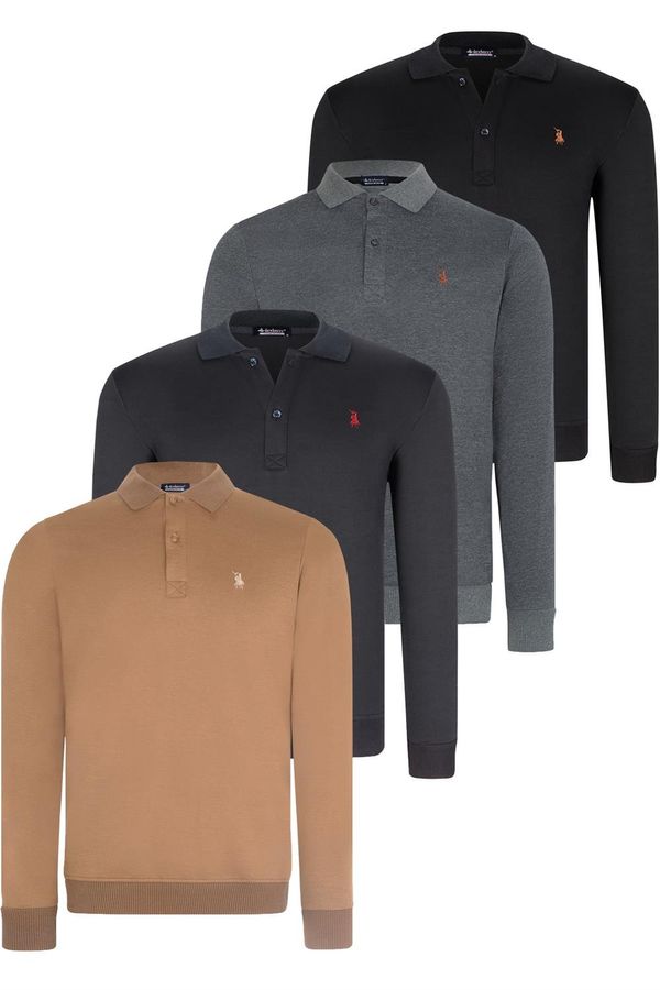 dewberry QUADRUPLE SET V4007 DEWBERRY MEN'S SWEATSHIRT-BLACK-NAVY-ANTHRACITE-CAMEL