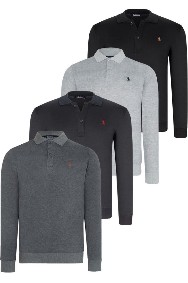 dewberry QUADRUPLE SET V4007 DEWBERRY MEN'S SWEATSHIRT-BLACK-NAVY-ANTHRACITE-GREY