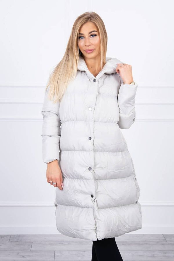 Kesi Quilted winter jacket with a hood light gray