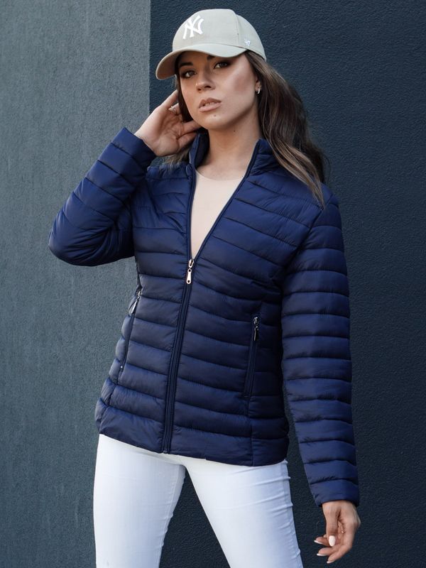 DStreet Quilted women's jacket CRIMSON dark blue Dstreet