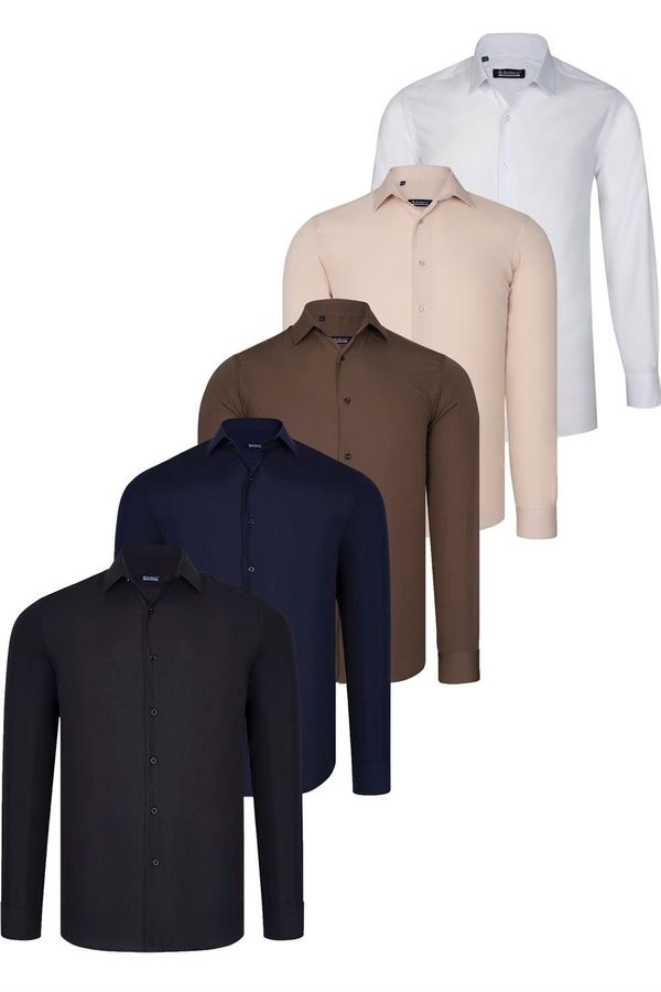 dewberry QUINTET SET G726 DEWBERRY SHIRT-BLACK-WHITE-NAVY BLUE-BEIGE-BROWN