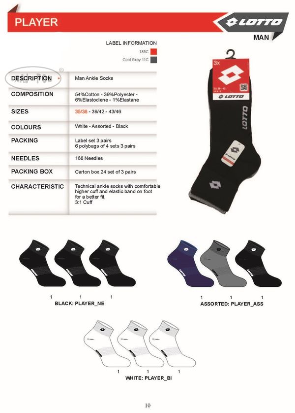 Raj-Pol Raj-Pol Man's 3Pack Socks M Lotto Player BI