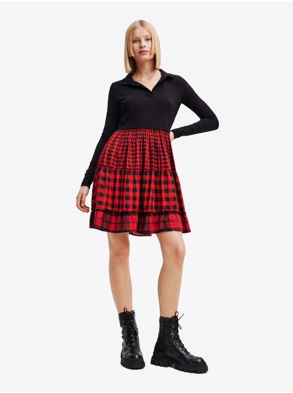 DESIGUAL Red and black women's checkered dress Desigual Harryst - Women's