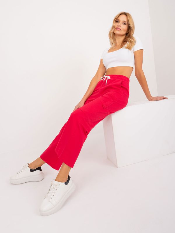 Fashionhunters Red basic cotton sweatpants