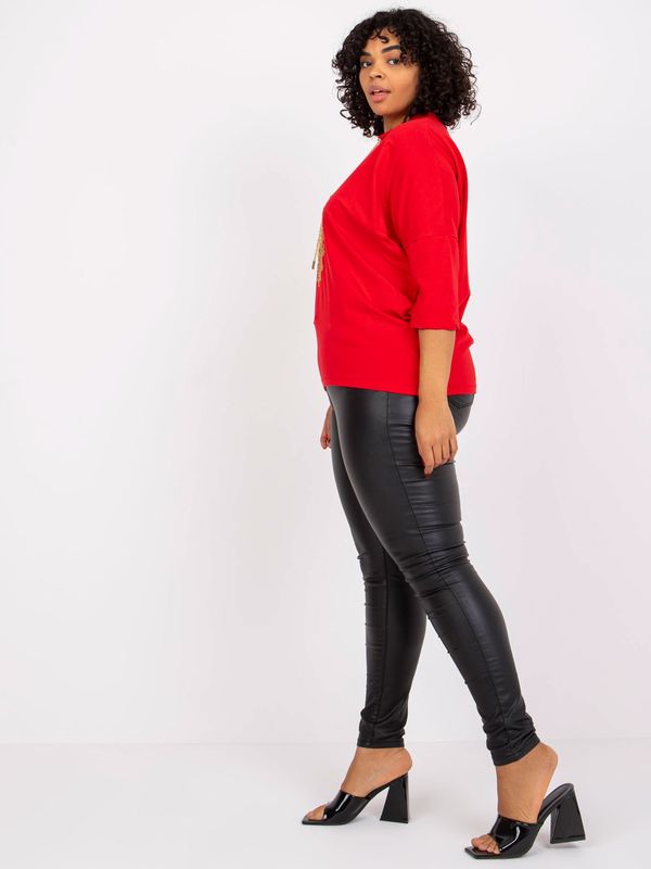 Fashionhunters Red blouse plus size with Vera embroidery