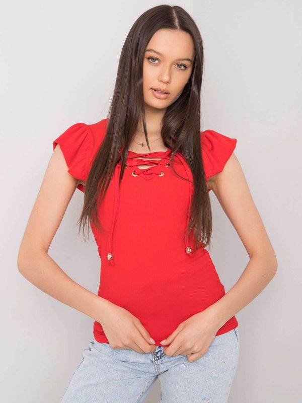 Fashionhunters Red blouse with lacing