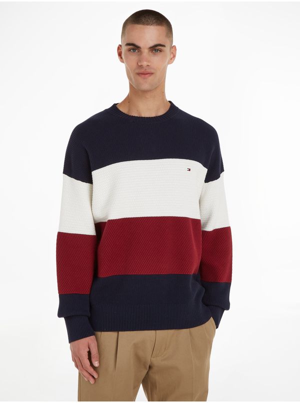 Tommy Hilfiger Red-blue men's striped sweater Tommy Hilfiger - Men