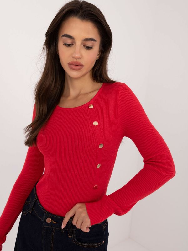 Fashionhunters Red classic sweater with buttons