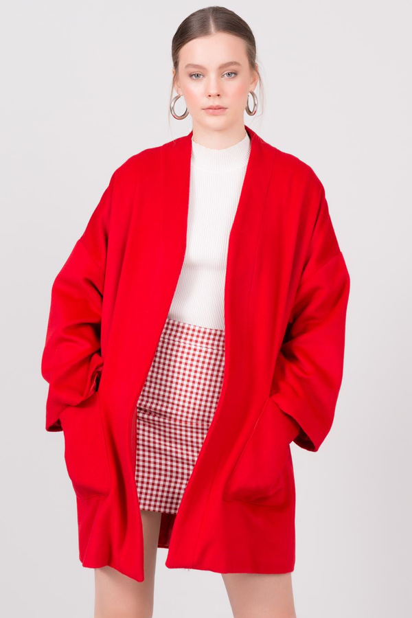 Fashionhunters Red coat without BSL fastening