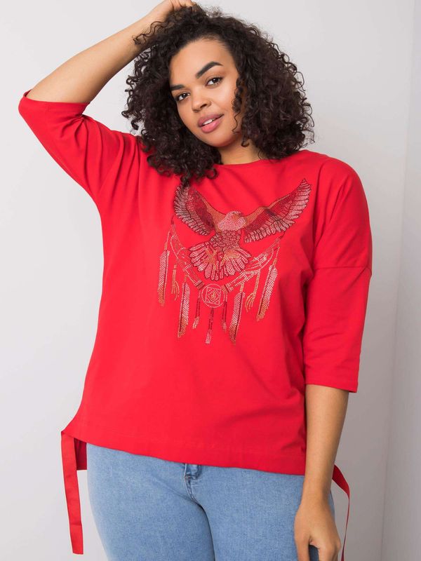 Fashionhunters Red cotton blouse with patches