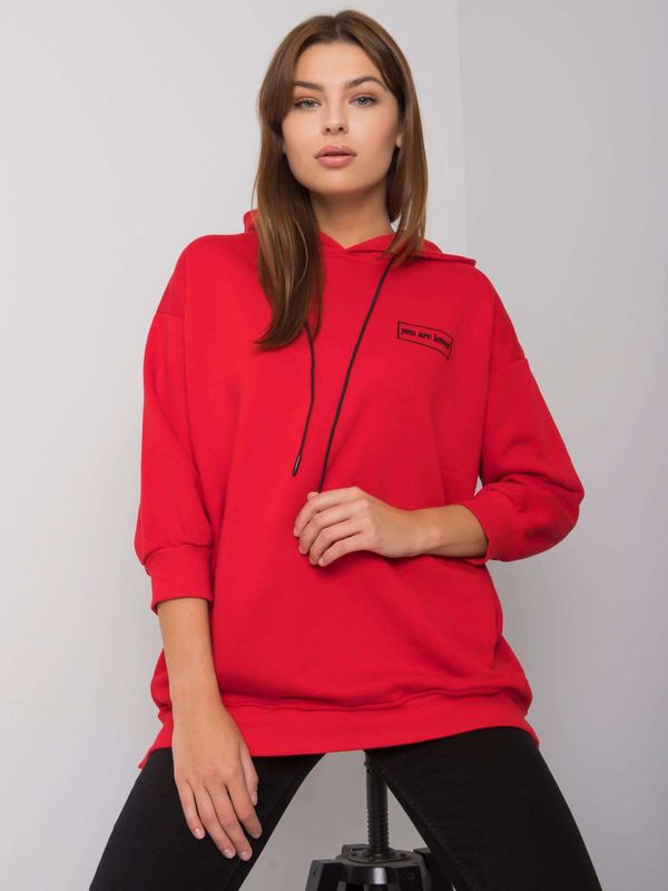 Fashionhunters Red cotton sweatshirt with pockets