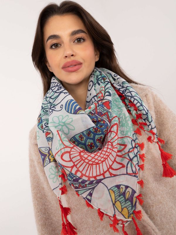 Fashionhunters Red-ecu women's scarf with print