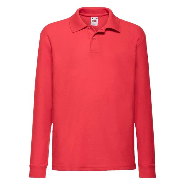 Fruit of the Loom Red Long Sleeve Polo Shirt Fruit of the Loom