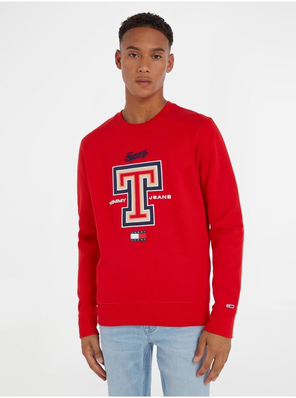 Tommy Hilfiger Red Men Sweatshirt Tommy Jeans Modern Sport T Crew - Men