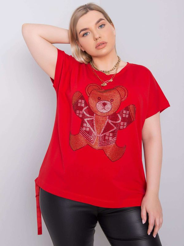 Fashionhunters Red oversize blouse with crystals