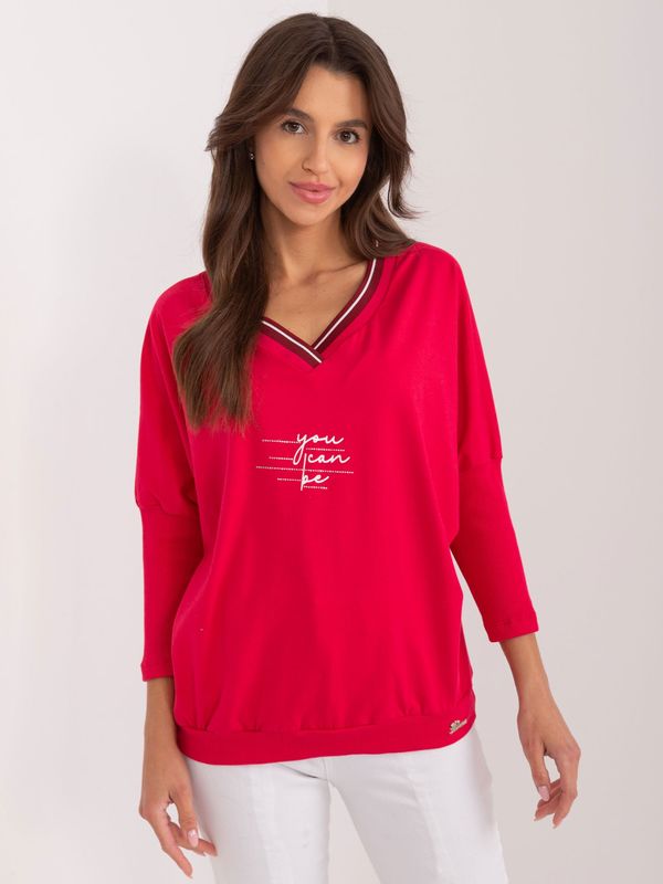 Fashionhunters Red oversize blouse with print