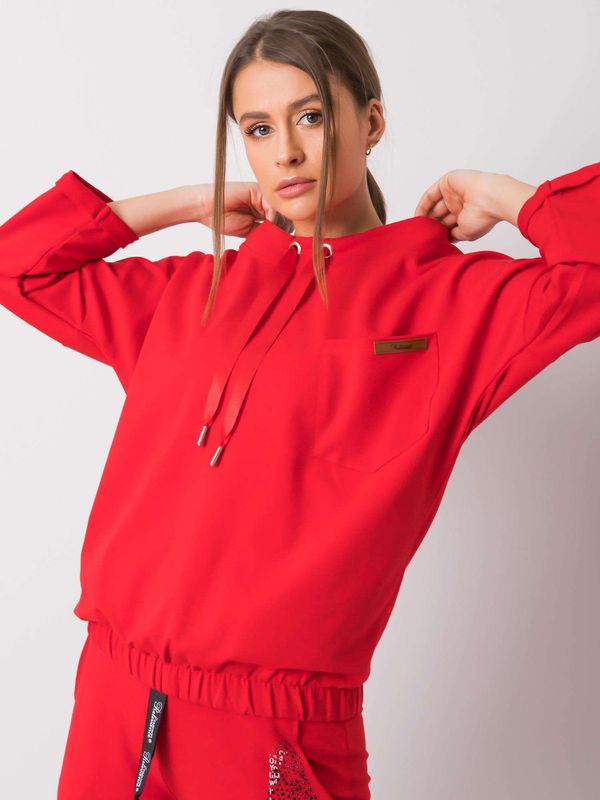 Fashionhunters Red Oversize Cotton Sweatshirt