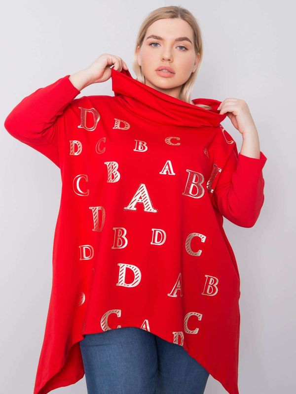 Fashionhunters Red oversized sweatshirt with print