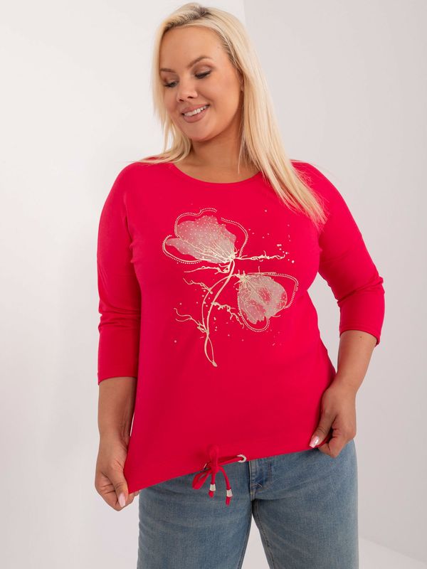 Fashionhunters Red plus-size blouse with appliqué