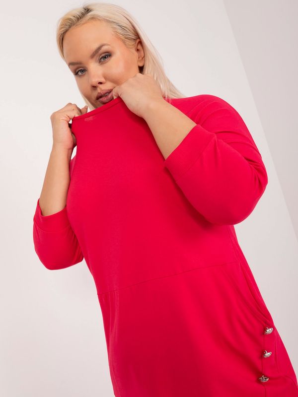 Fashionhunters Red Plus Size Dress With 3/4 Sleeves