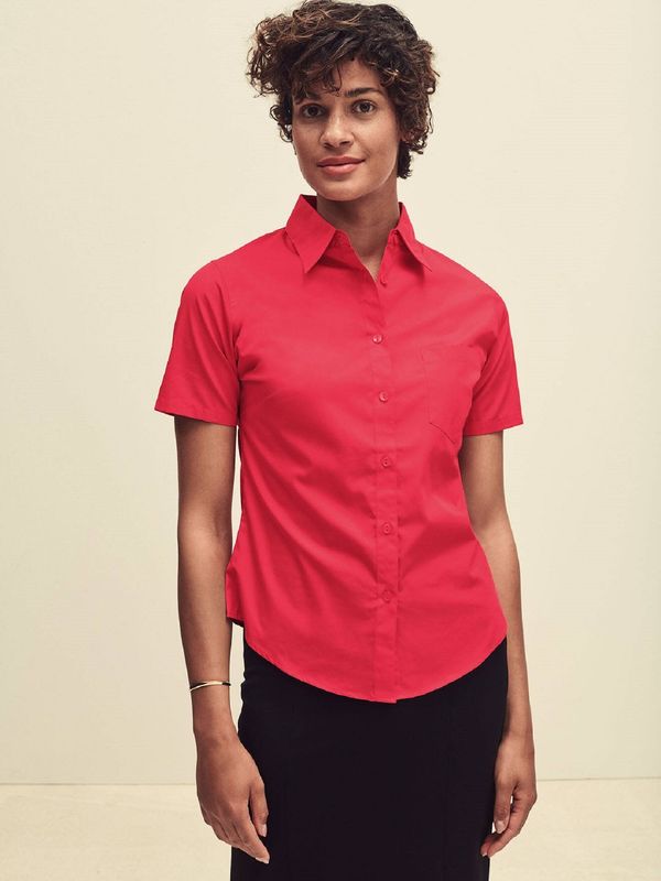 Fruit of the Loom Red Poplin Shirt With Short Sleeves Fruit Of The Loom