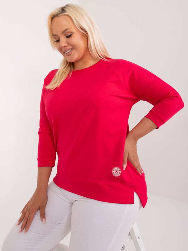 Fashionhunters Red smooth blouse plus size asymmetrical cut