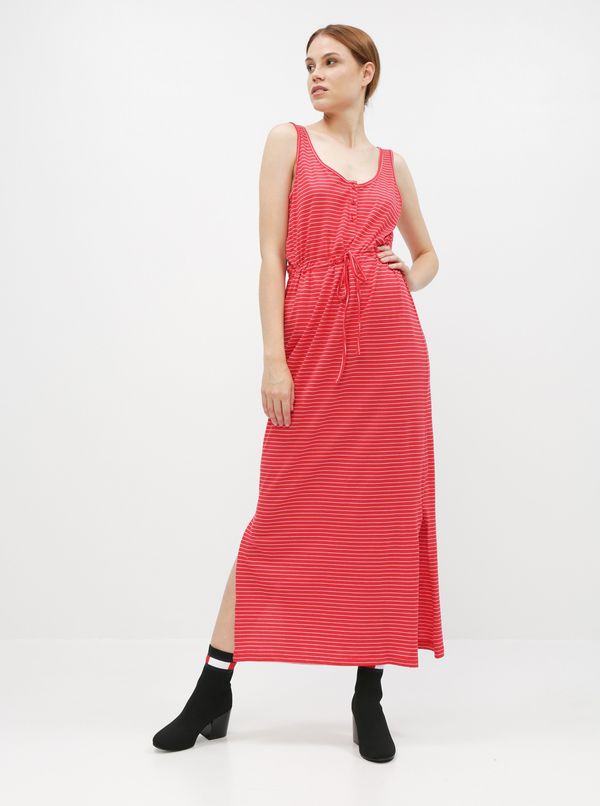 Vero Moda Red striped basic maxi dress with buttons and slits VERO MODA - Women