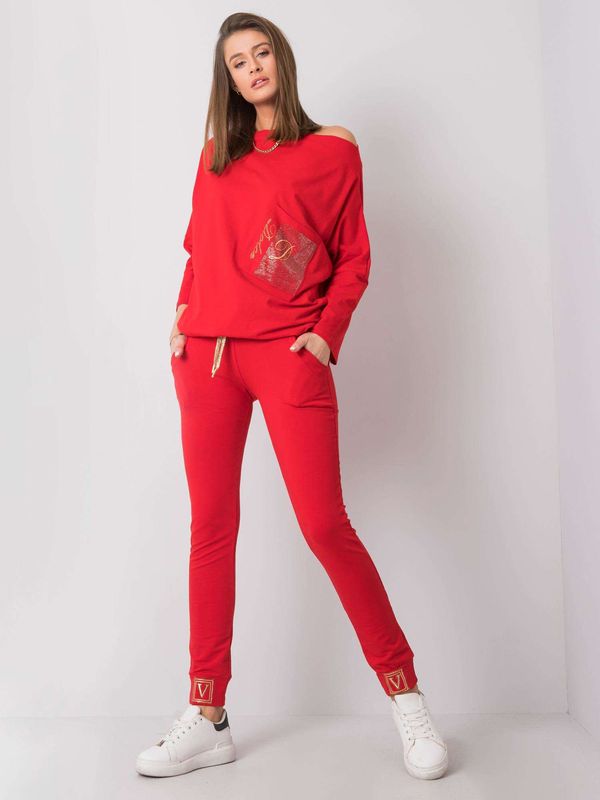 Fashionhunters Red sweatpants with appliqué