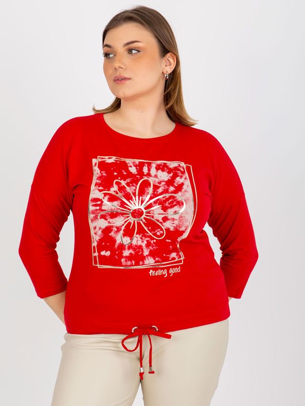 Fashionhunters Red T-shirt plus sizes with print and inscription