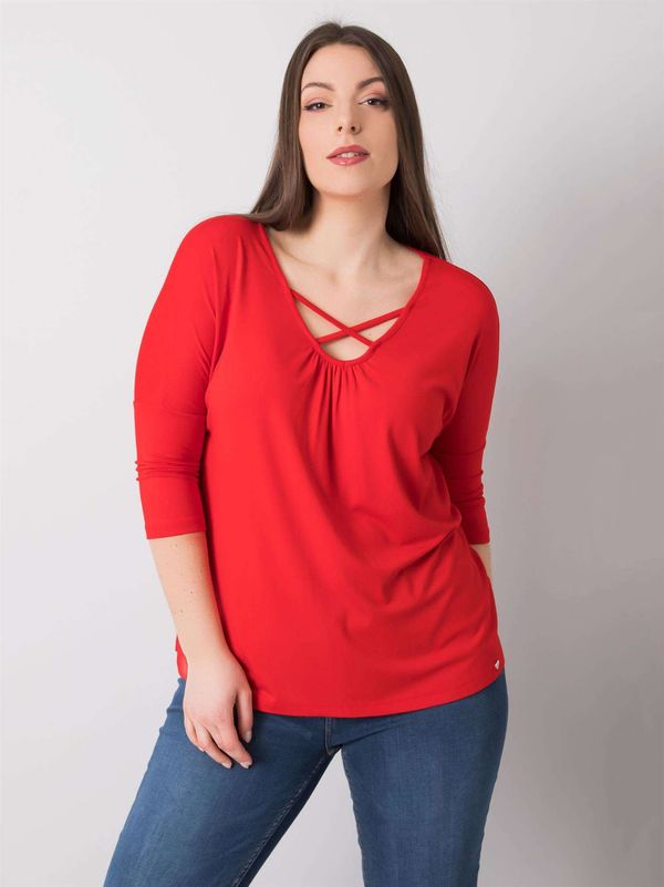 Fashionhunters Red viscose blouse plus sizes
