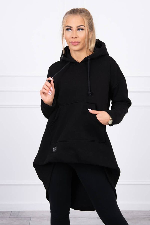 Kesi Reinforced sweatshirt with long back and hood black