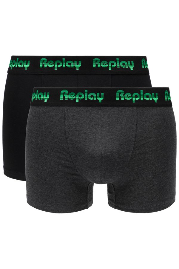 Replay Replay Boxer Style 5 Jacquard Logo 2Pcs Box - Black/D G Mel/Gre - Men's