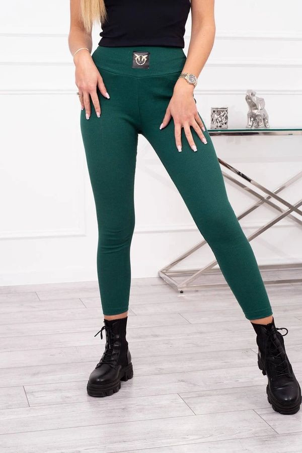 Kesi Ribbed high-waisted leggings in dark green