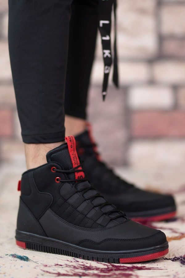 Riccon Riccon Black Red Men's Sneaker Boots 00122262